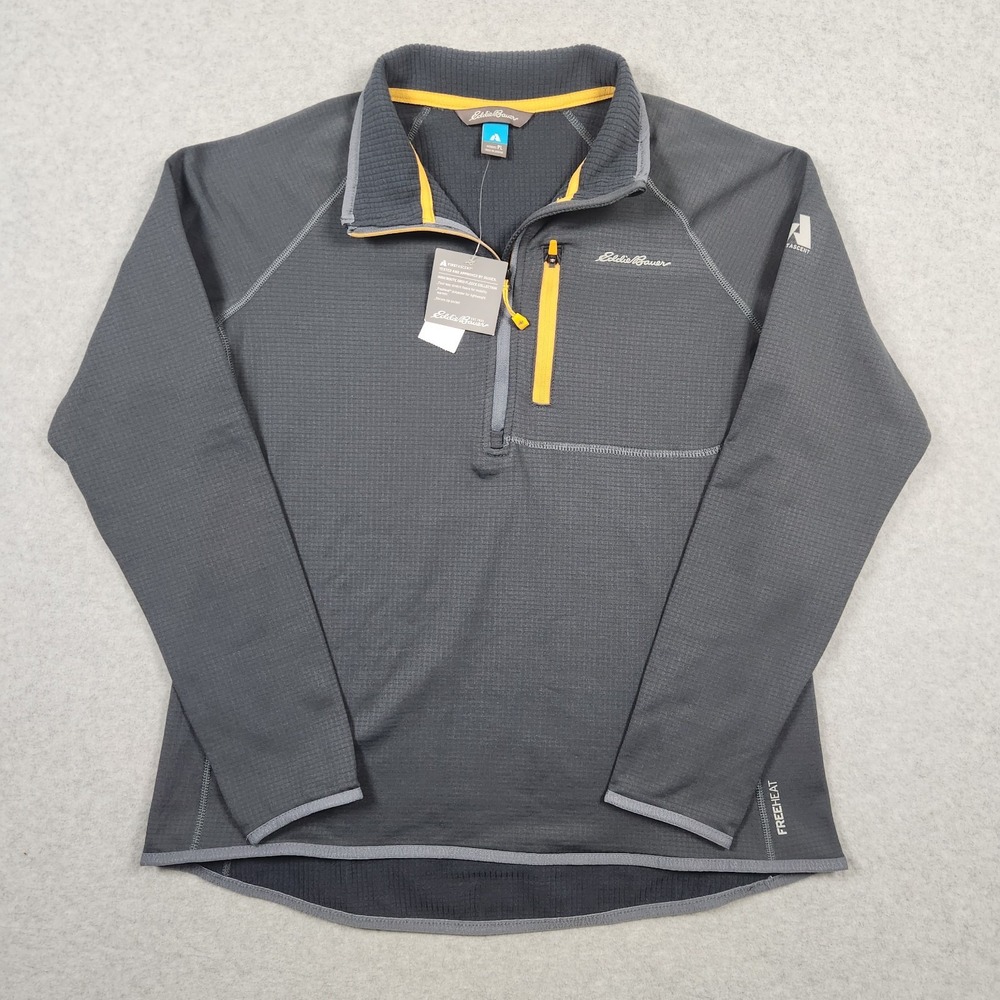 Eddie Bauer 1/4 Zip Womens Petite Large Gray High Route Grid Fleece First Ascent
